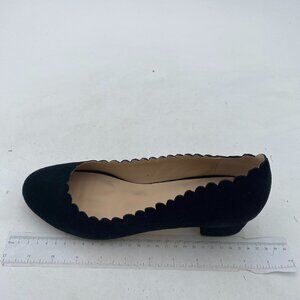 FSJ Black Suede Chunky Heel Closed Toe Slip On Formal Office Pumps